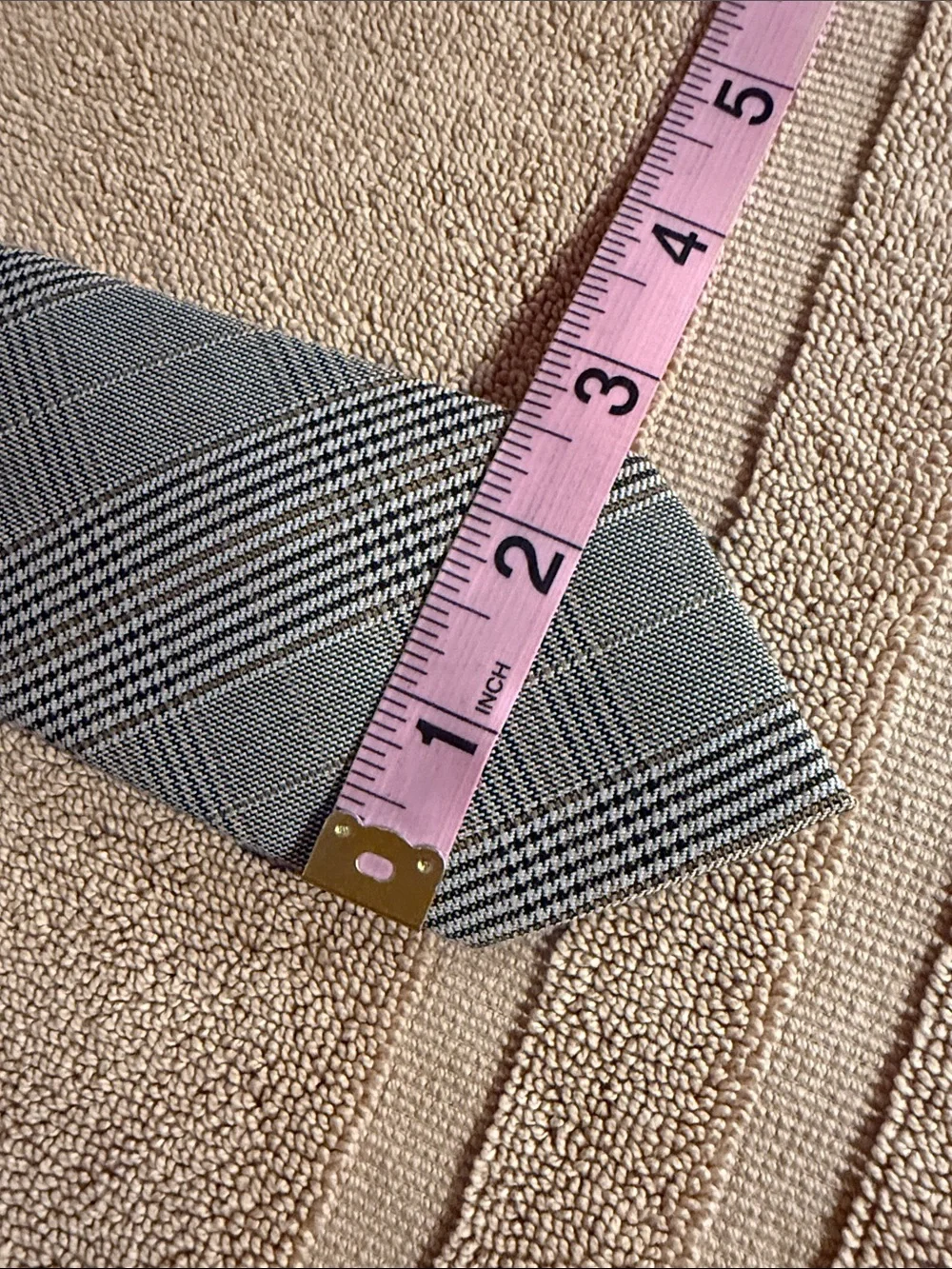 Express Men's Tie Gray Tan Black Glen Plaid Check Narrow Minimalist Corporate